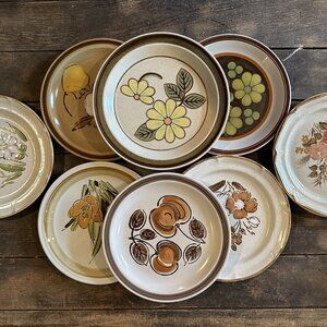 Mismatched - Salad Plates - Set of 8 - Yellow/Brown Themed